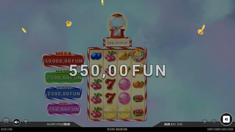 Sweet Candy Cash Stash - gameplay dasar dengan kemenangan baris