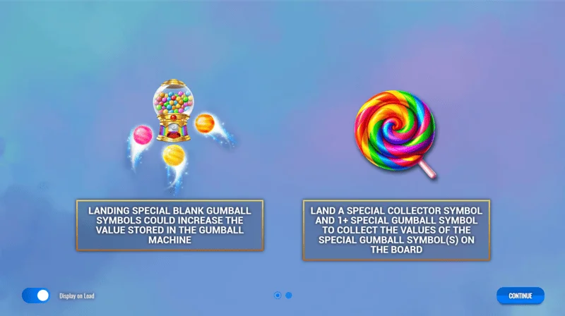 Sweet Candy Cash Stash - menu utama dan pengaturan slot