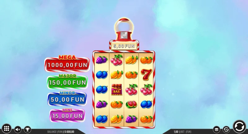 Sweet Candy Cash Stash - layar permainan dengan gulungan dan tombol kontrol